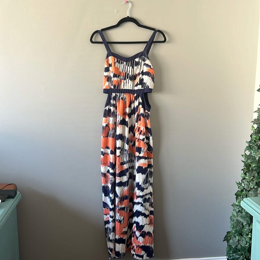 Tie dye maxi dress with cutouts. Size XS